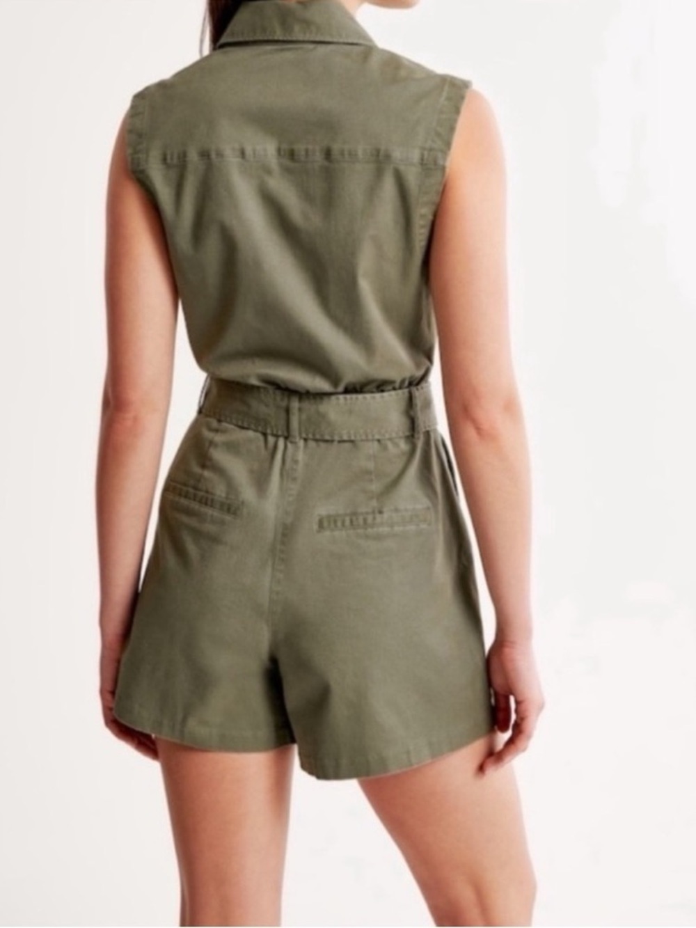 Abercrombie Olive Green Belted Utility Romper Size Small - Picture 3 of 7